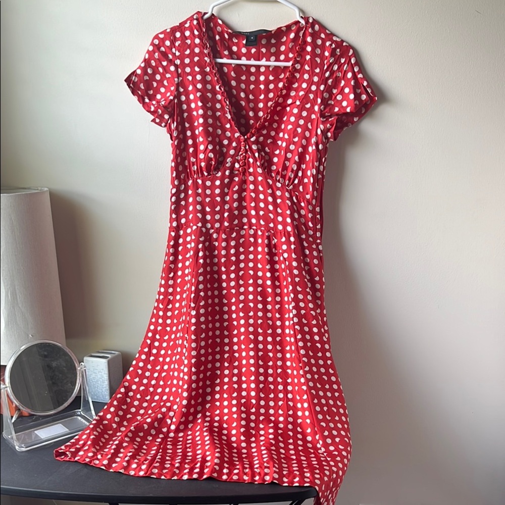 Marc Jacobs Red Pleated Sundress with Flutter Sleeves